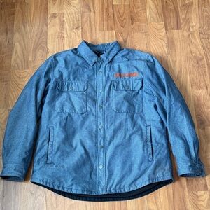 Harley-Davidson Denim-Style Blue Jacket with Orange Logo